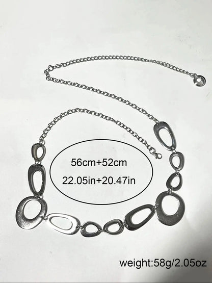 Women'S Minimalist Elegant Zinc Alloy Metal Body Chain with round Detail, Trendy Versatile and Exquisite Body Jewelry, Perfect Birthday Gift, Adjustable Waist Chain